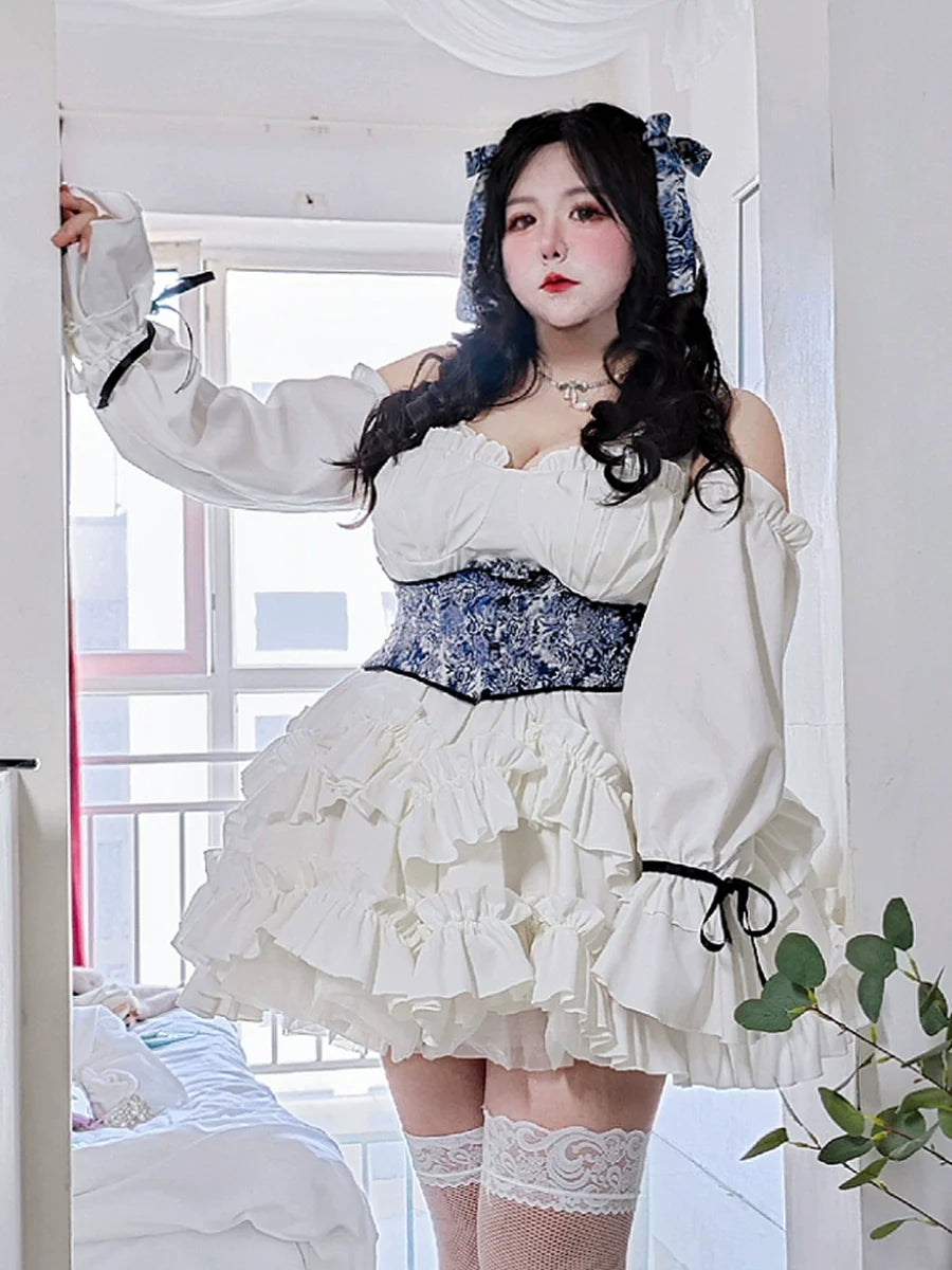 Rouroudream - Plus Size Lolita JSK Dress Set Corset Palace Lolita Princess Dress